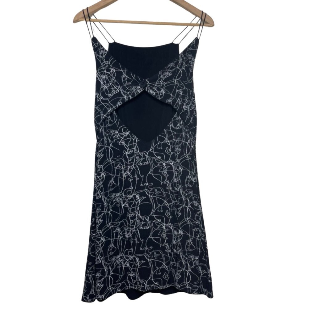 SILENCE + NOISE | Black Short Dress White Abstract Elephant Pattern | Size L - Picture 6 of 13